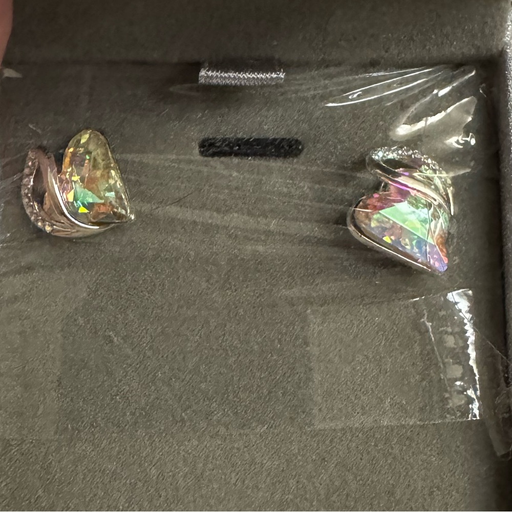 Elegant Silver Earrings with Iridescent Accents